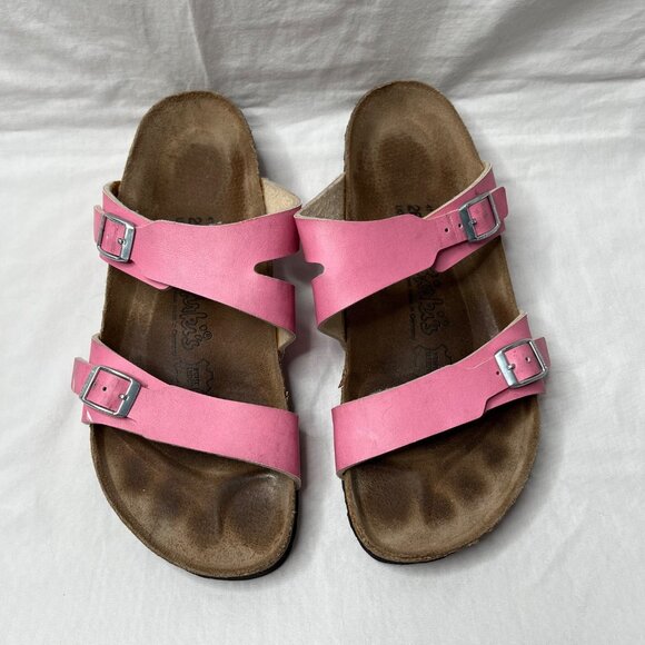 Birkis by Birkenstock Pink Leather Footbed Sandals 41 EU 10 US Narrow - Picture 3 of 7